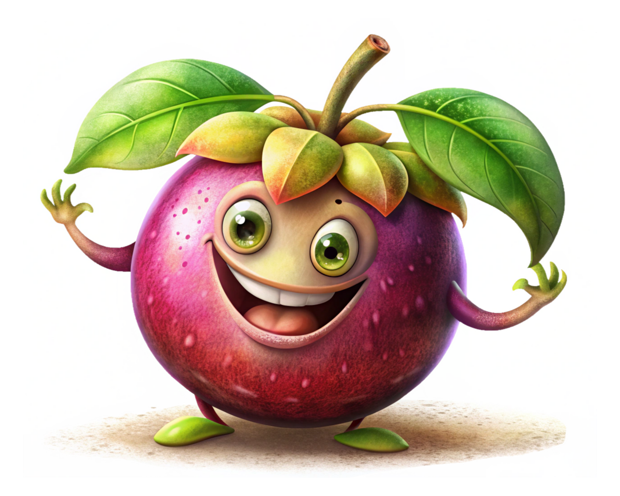Adorable mangosteen cartoon with a fresh and happy vibe png