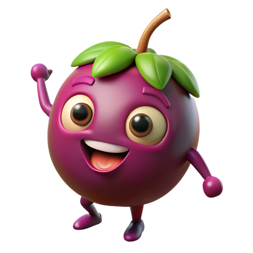Joyful mangosteen mascot with a classic and cheerful face png