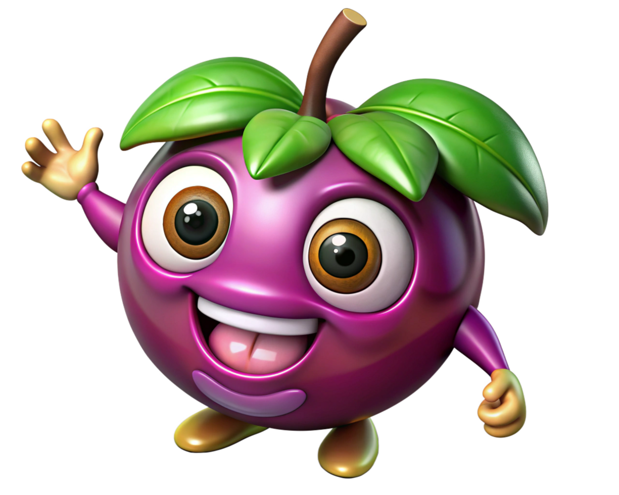 Mangosteen cartoon character standing in a cheerful posture png