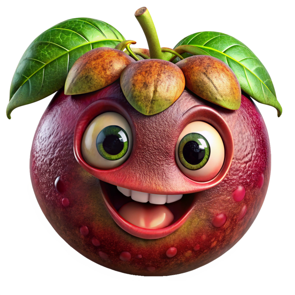 Happy mangosteen mascot with a welcoming and relaxed face png