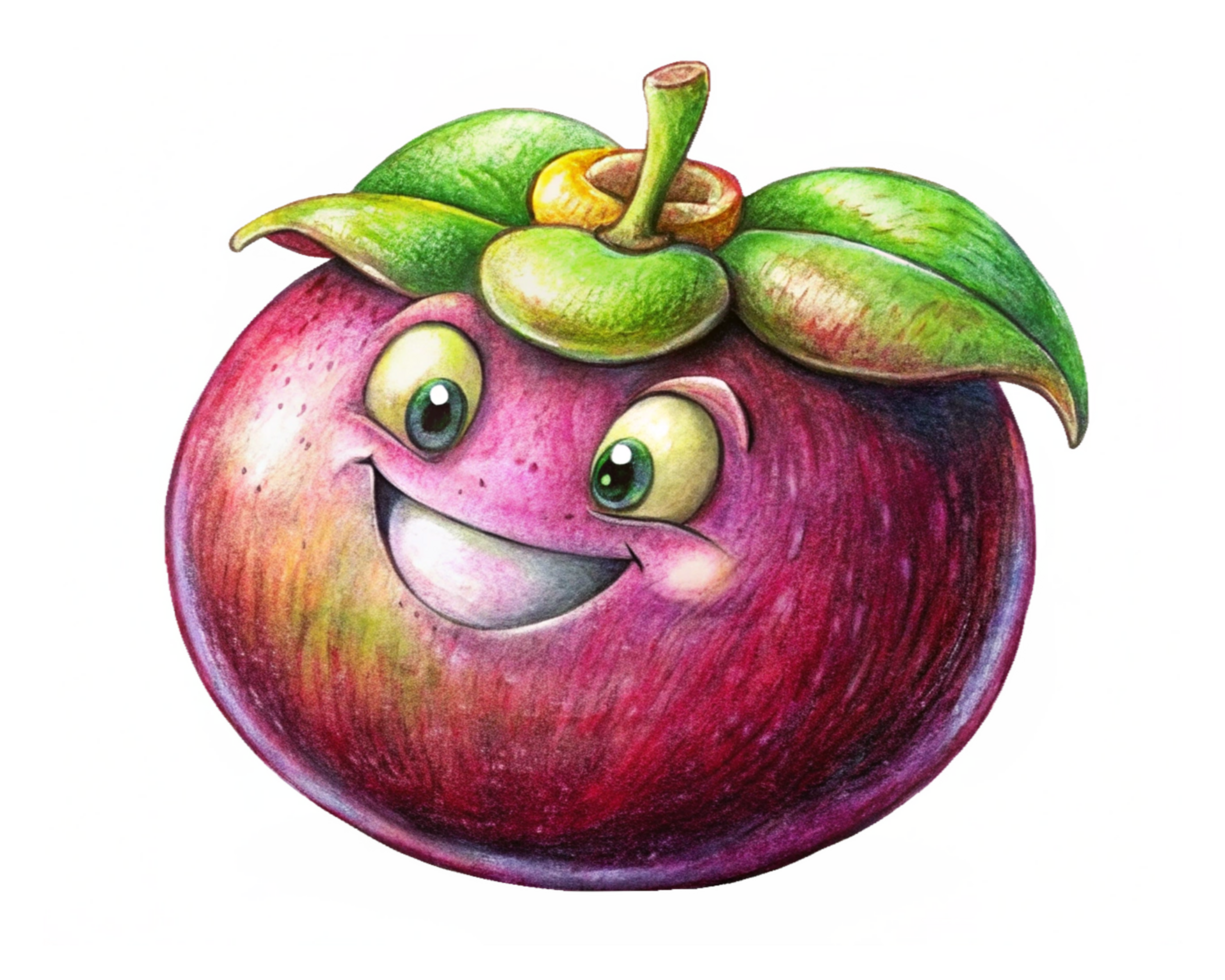 Happy mangosteen mascot standing with a warm expression png
