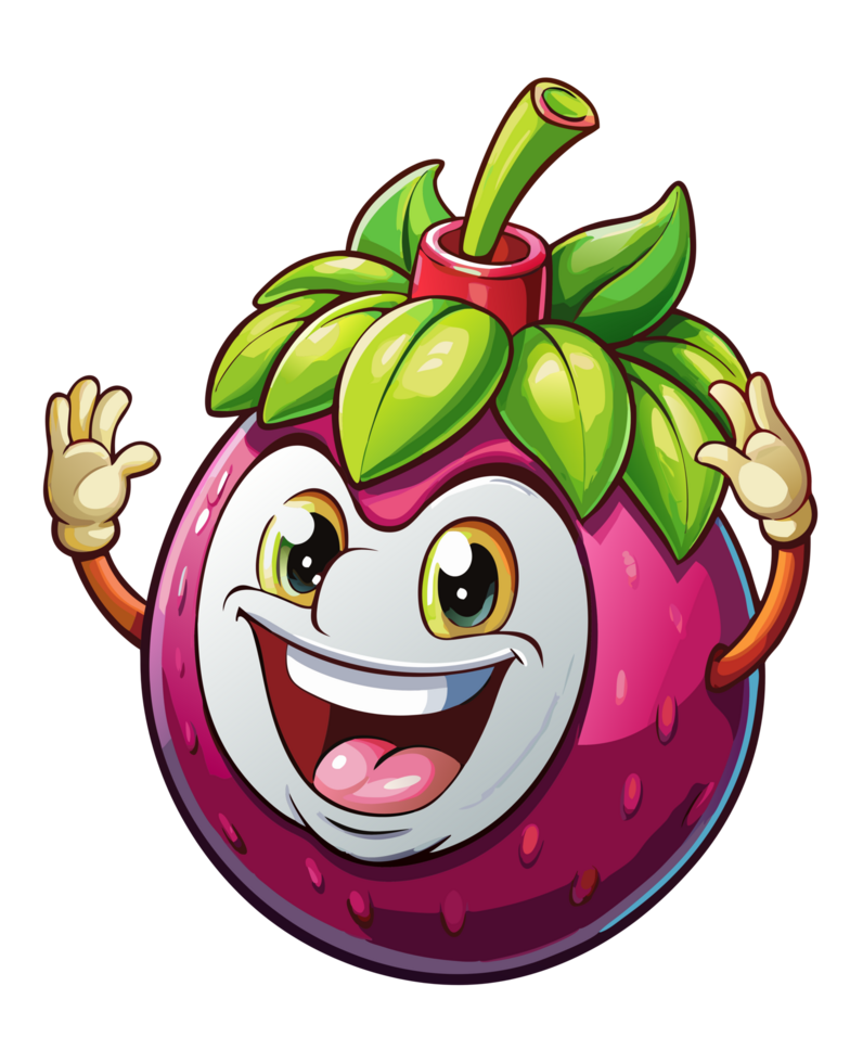 Mangosteen mascot with a friendly and happy face png