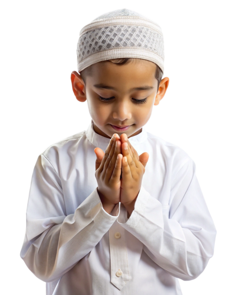 Boy praying for blessings with hands open png
