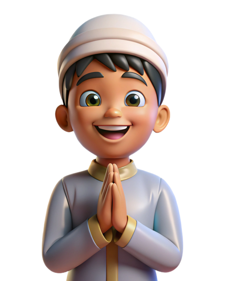 Pious Muslim child praying with full sincerity png
