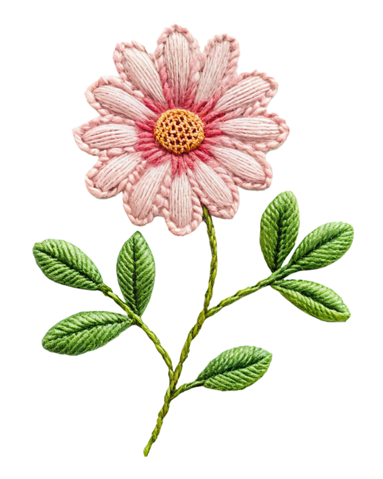 Simple embroidered floral pattern on clear background png