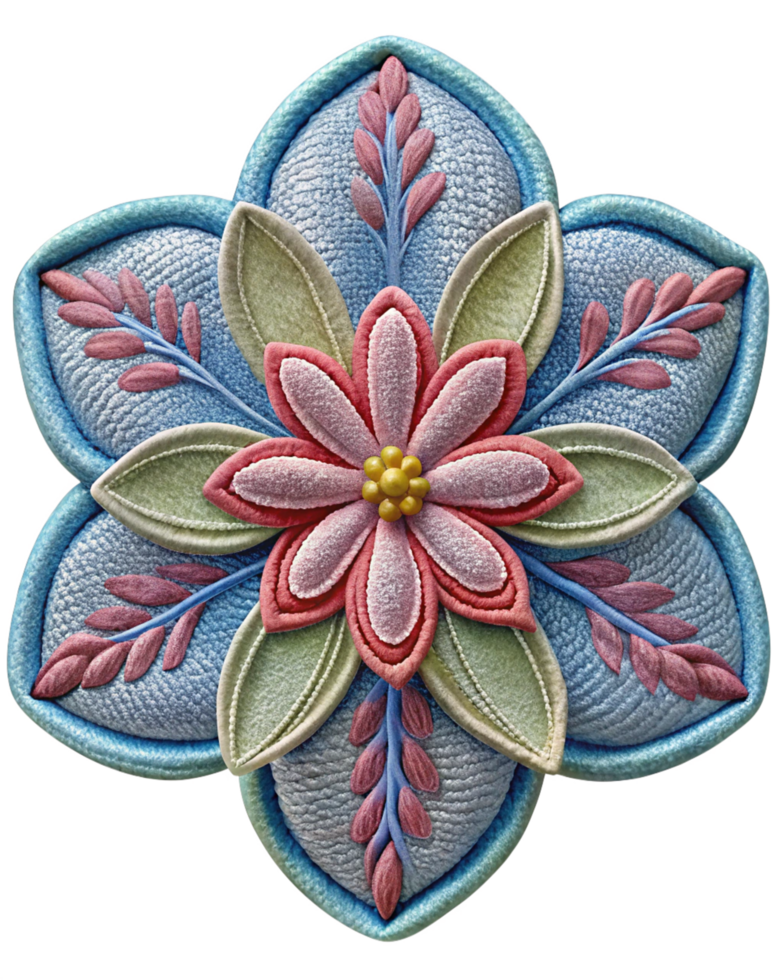 Simple and graceful embroidered flowers with delicate stitches png