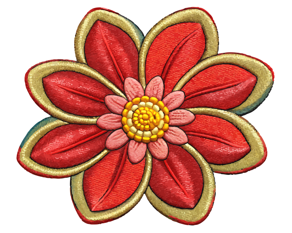 Exquisite flower embroidery pattern with transparency png