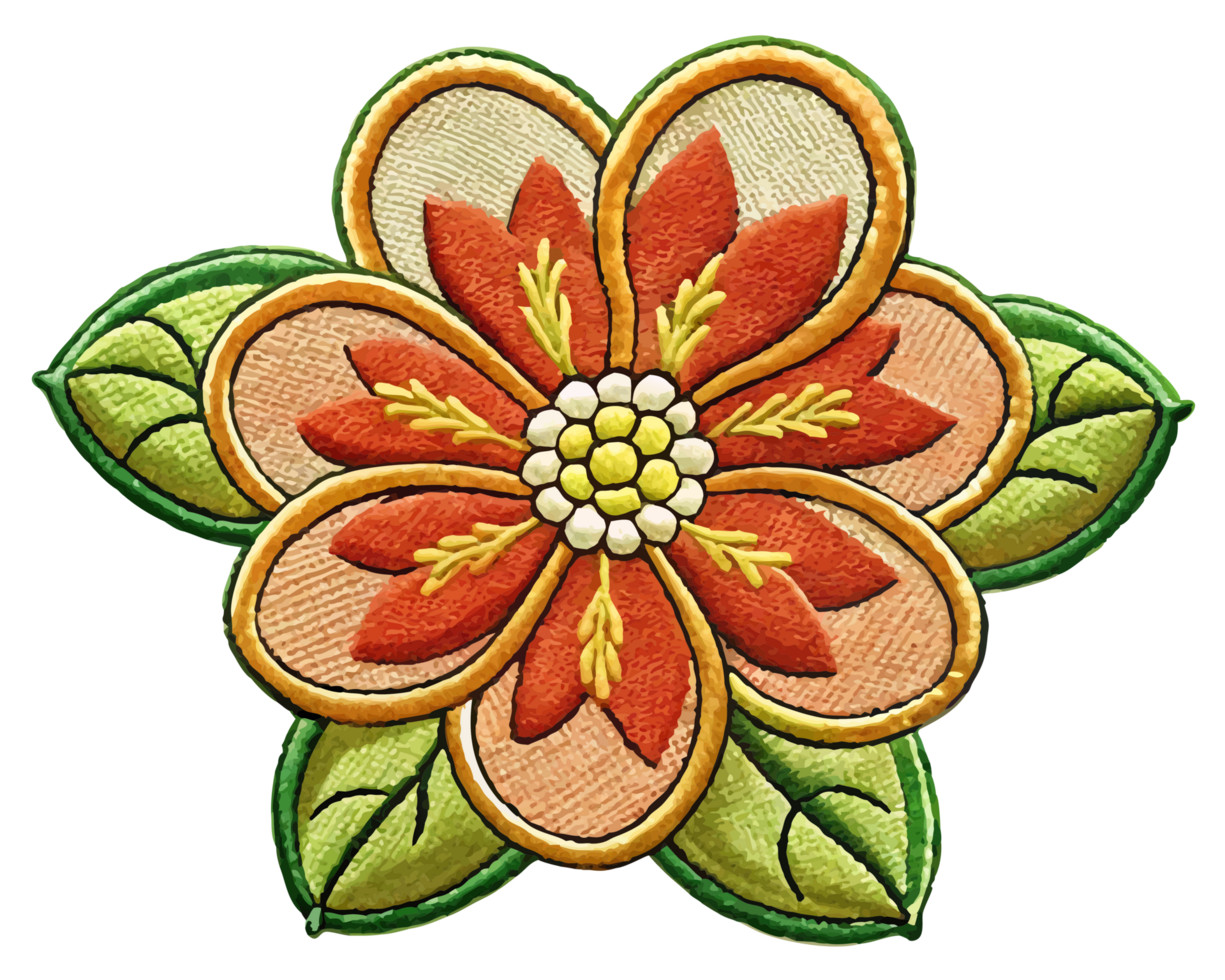 Soft and delicate flower embroidery with transparency png