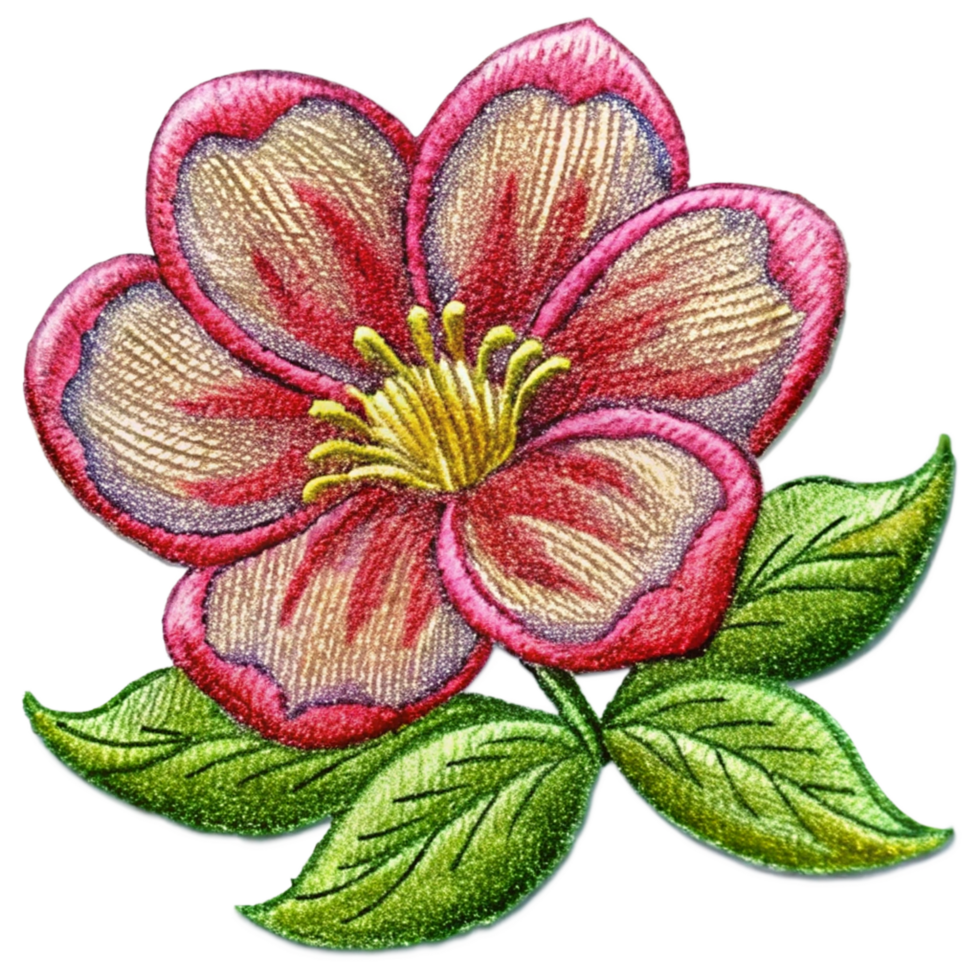Elegant embroidered flowers floating on transparent background png