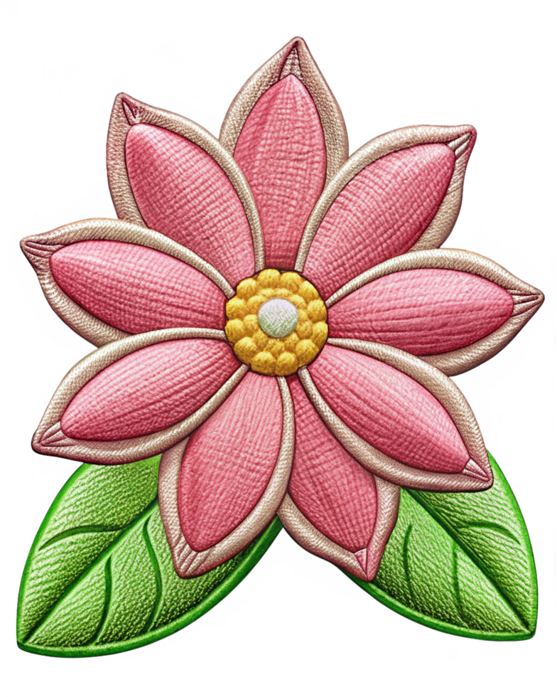 Simple flower embroidery with seamless transparent background png