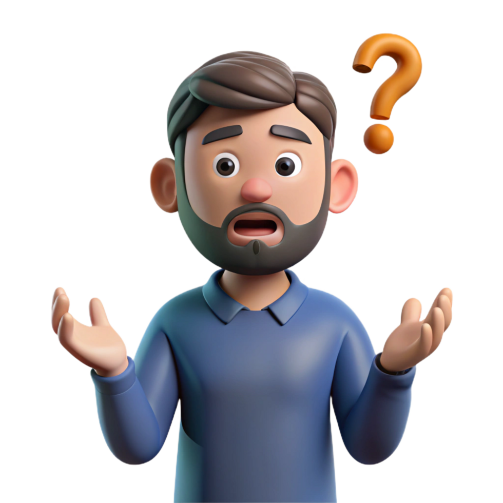 Unsure man puzzled with question marks png