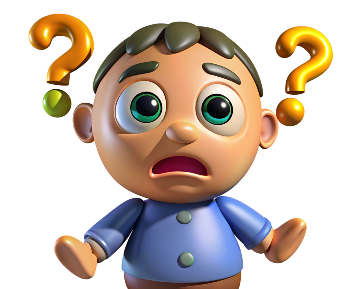 Man scratching chin in confusion with question marks png