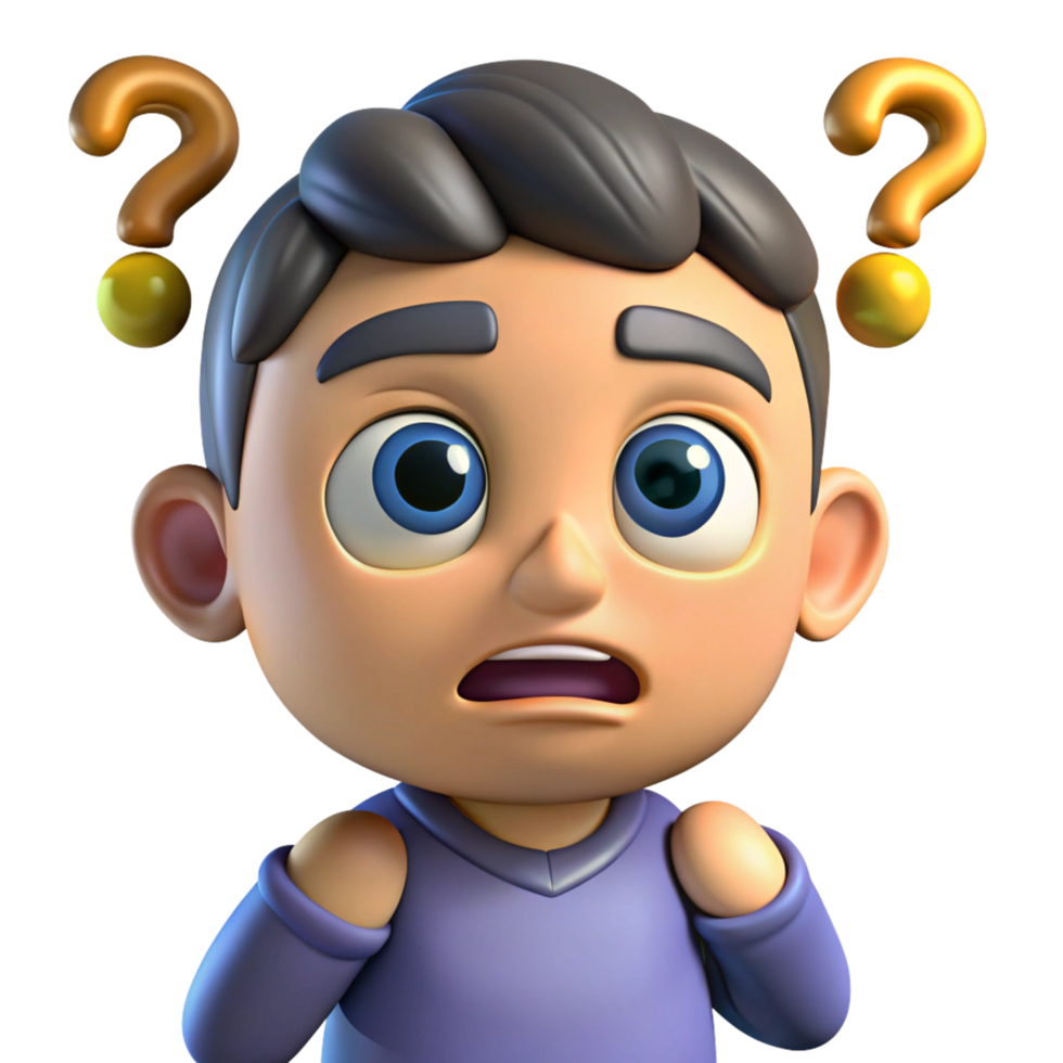 Businessman confused with floating question marks png