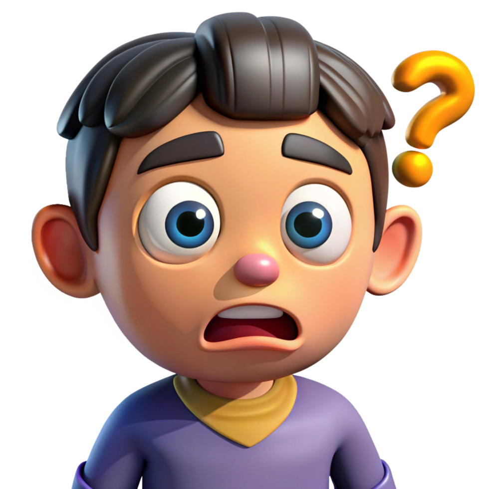 Uncertain person holding head with question marks png