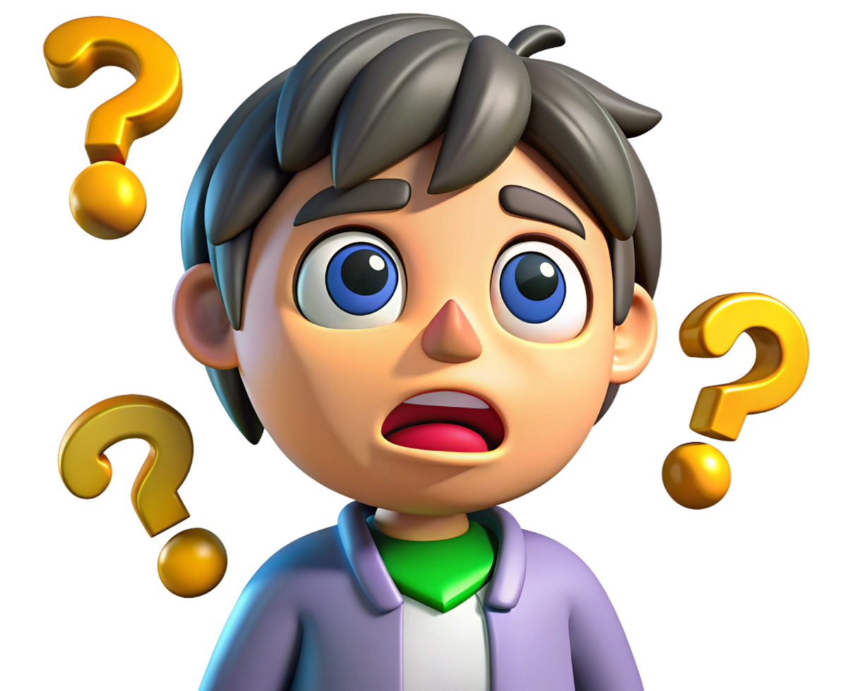 Surprised and puzzled man surrounded by question marks png