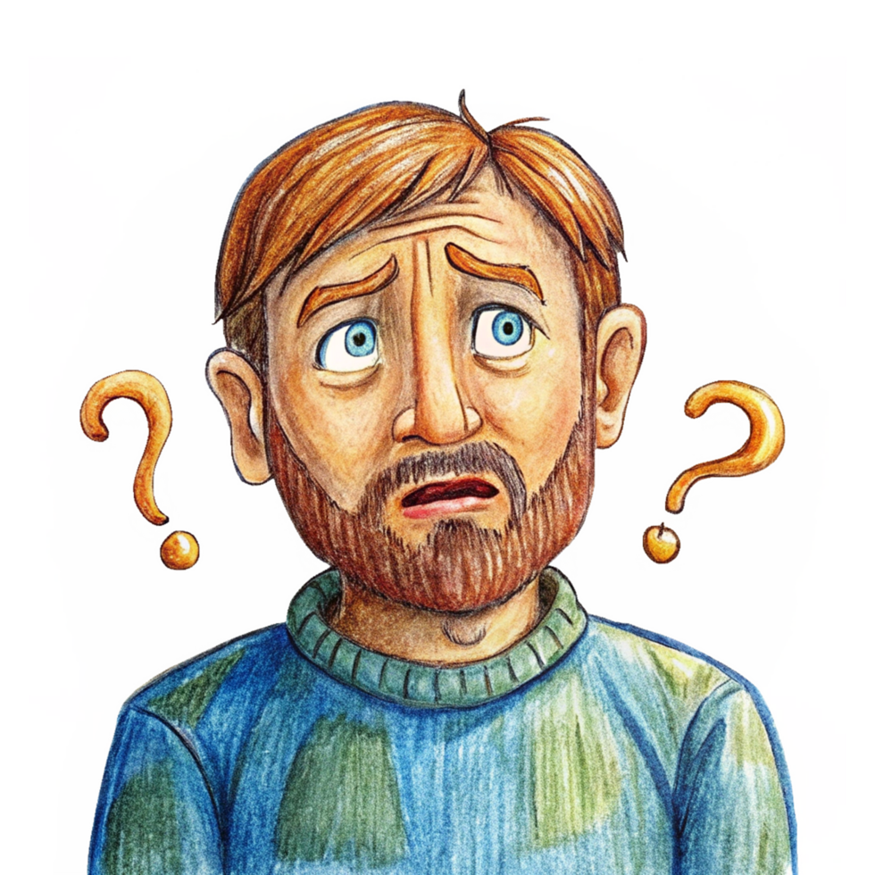 Transparent image of confused man looking around png