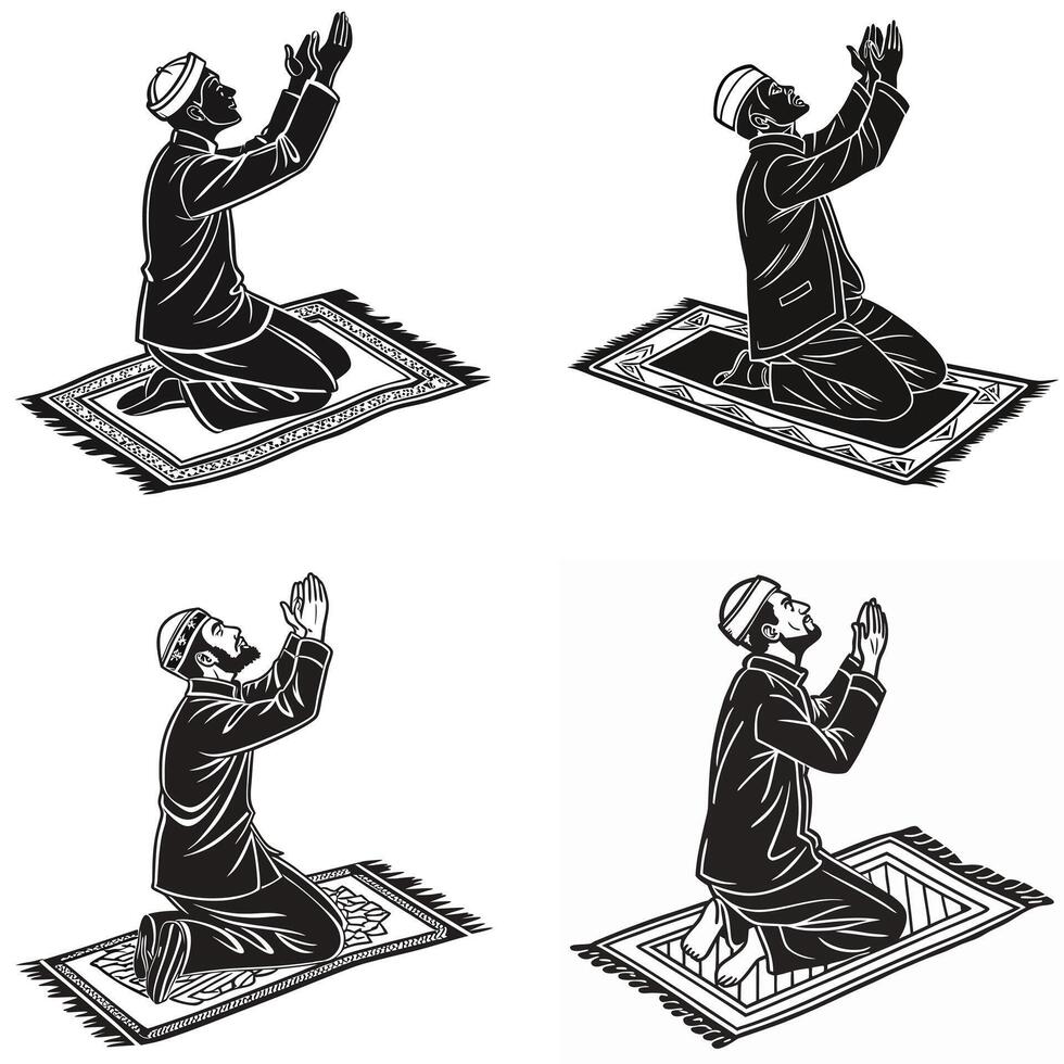 Devout Worshiper in Salah Silhouette vector
