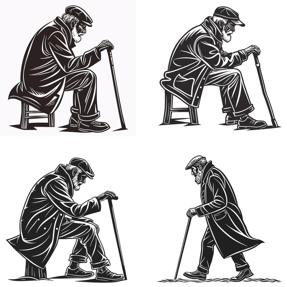 The Beauty of Aging Silhouette Design vector