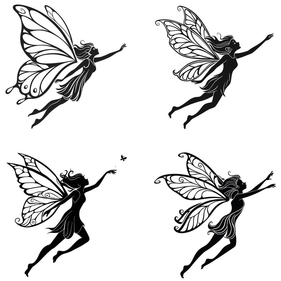 Enchanted Fairy Silhouettes vector