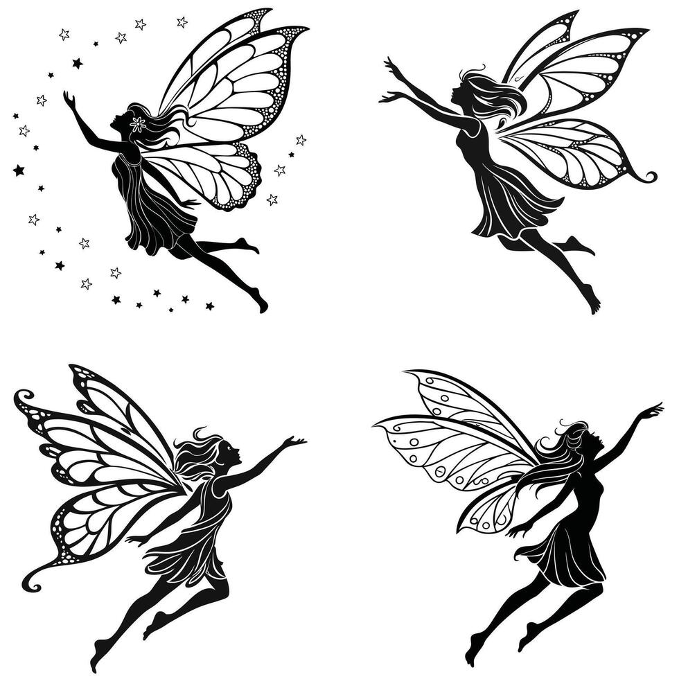 Tiny Fairy with Glowing Aura Silhouette vector