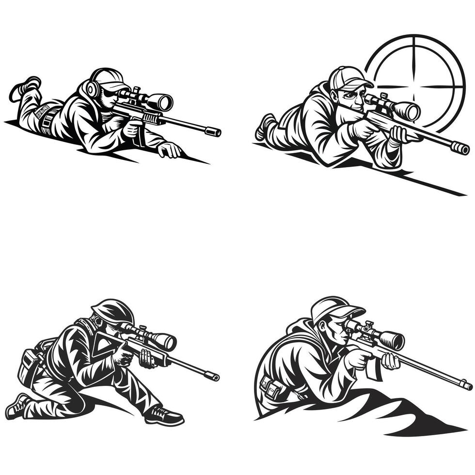 Combat Marksman Scouting Silhouette vector