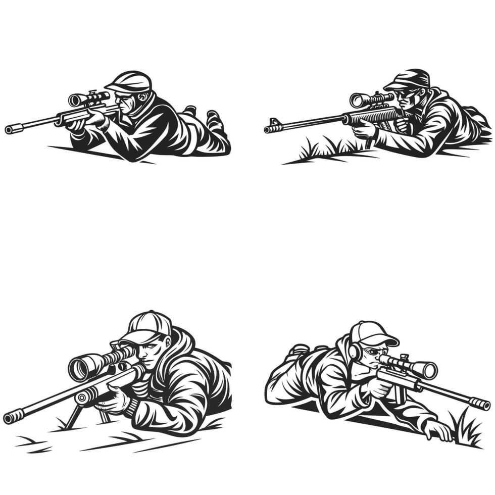 Sniper in Action Silhouette vector