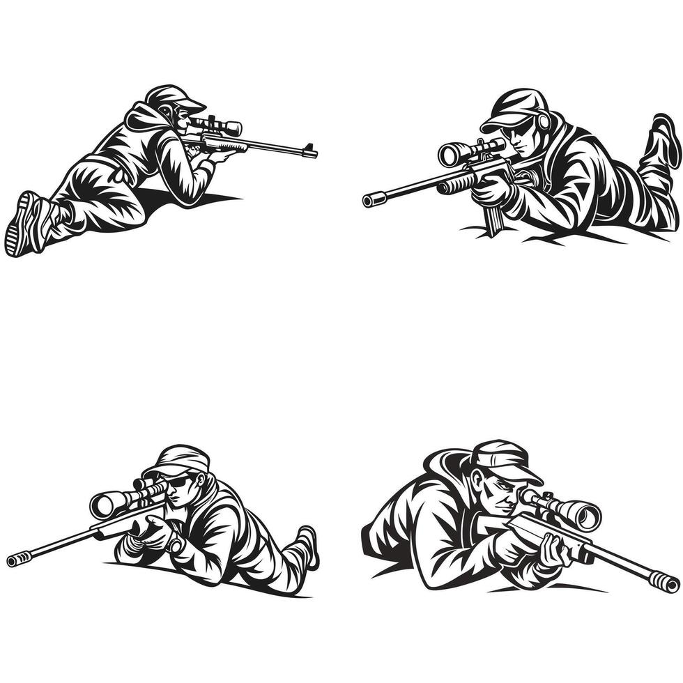 Tactical Sharpshooter in Combat Silhouette vector