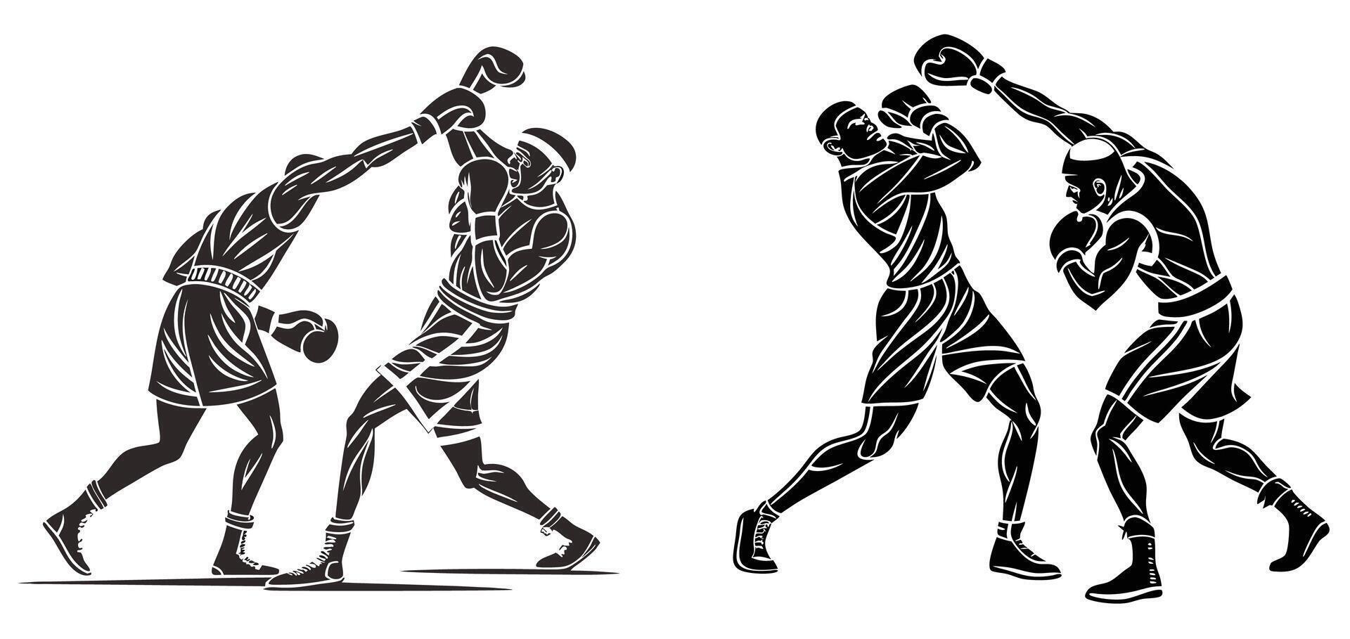 Powerful Punch Boxing Silhouette Design vector