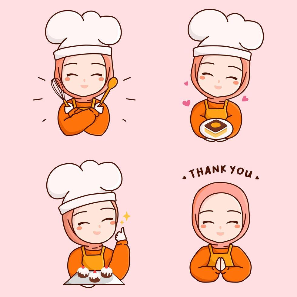 Hijab Chef Halal logo template elements vector
