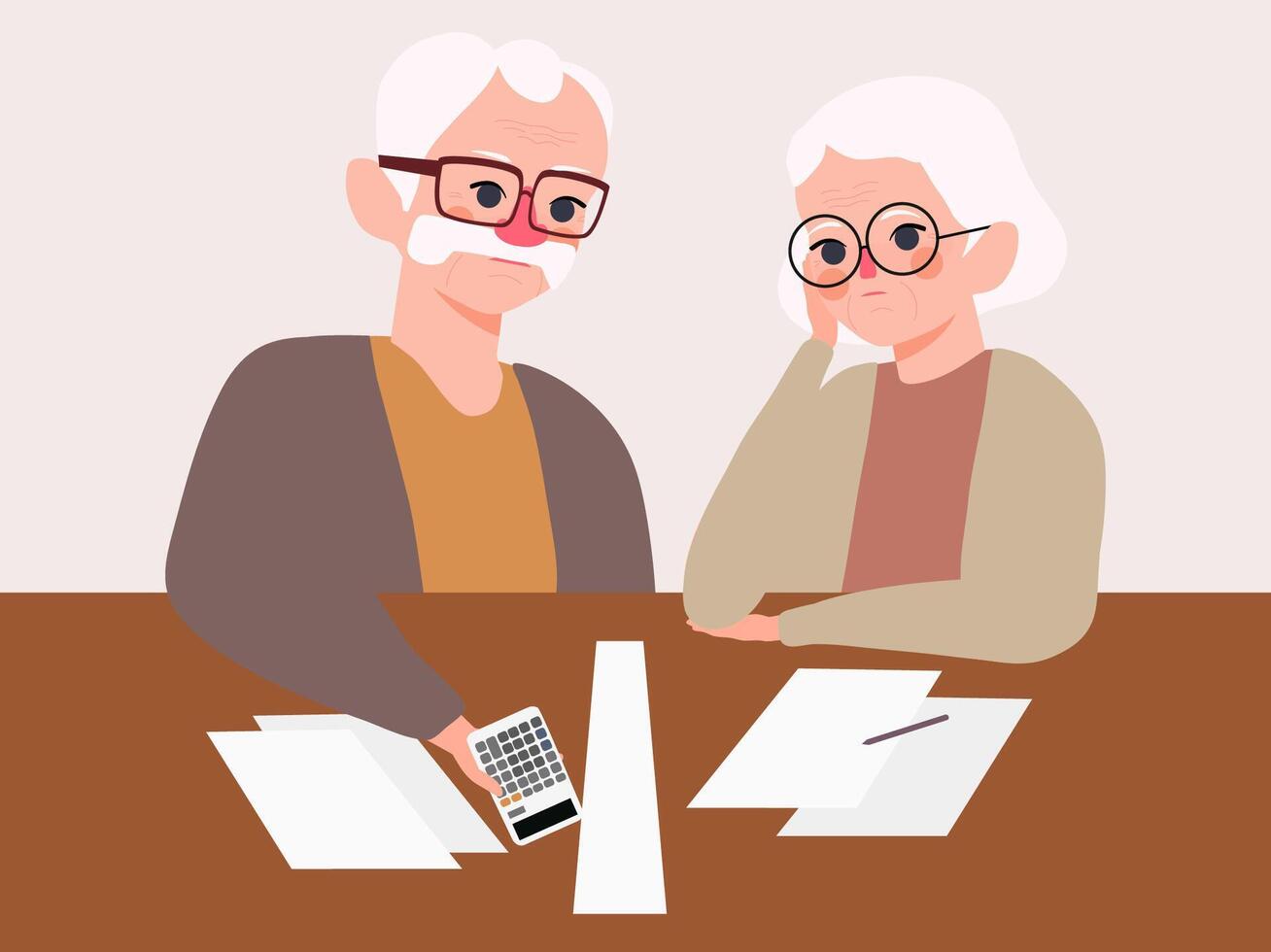 Grandpa With Grandmother have Money problem vector