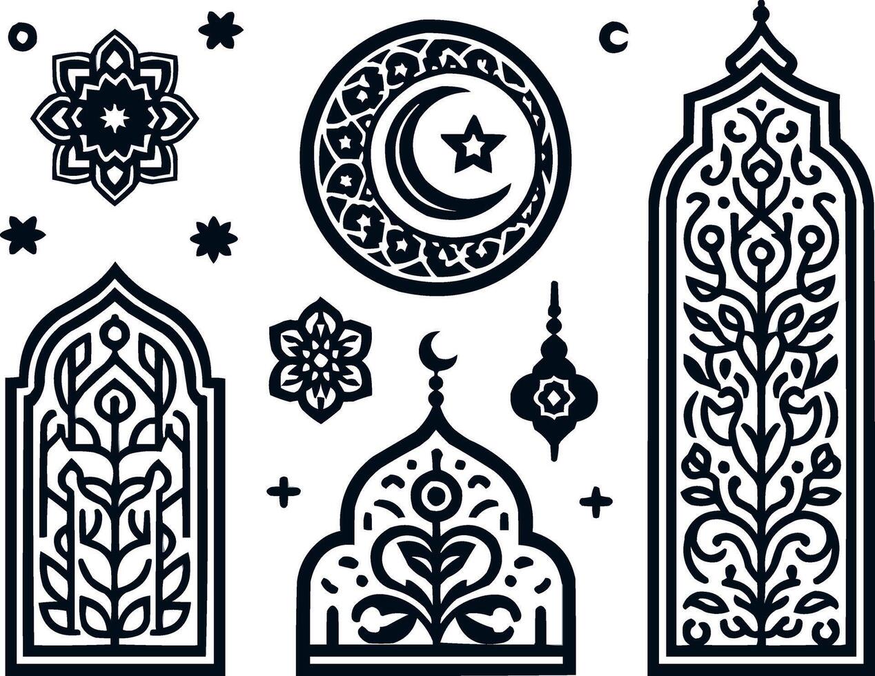a set of different arabic designs vector