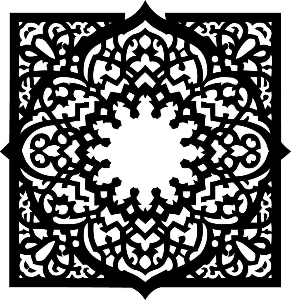 a black and white design window with an intricate pattern vector