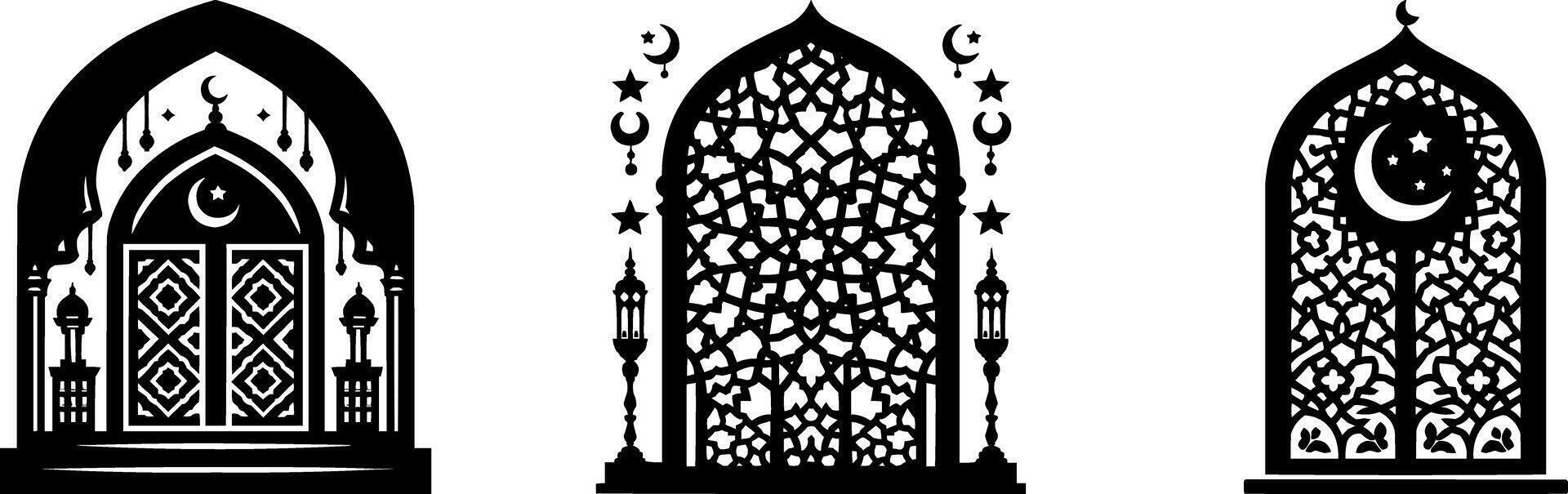 three different types of arabic windows vector