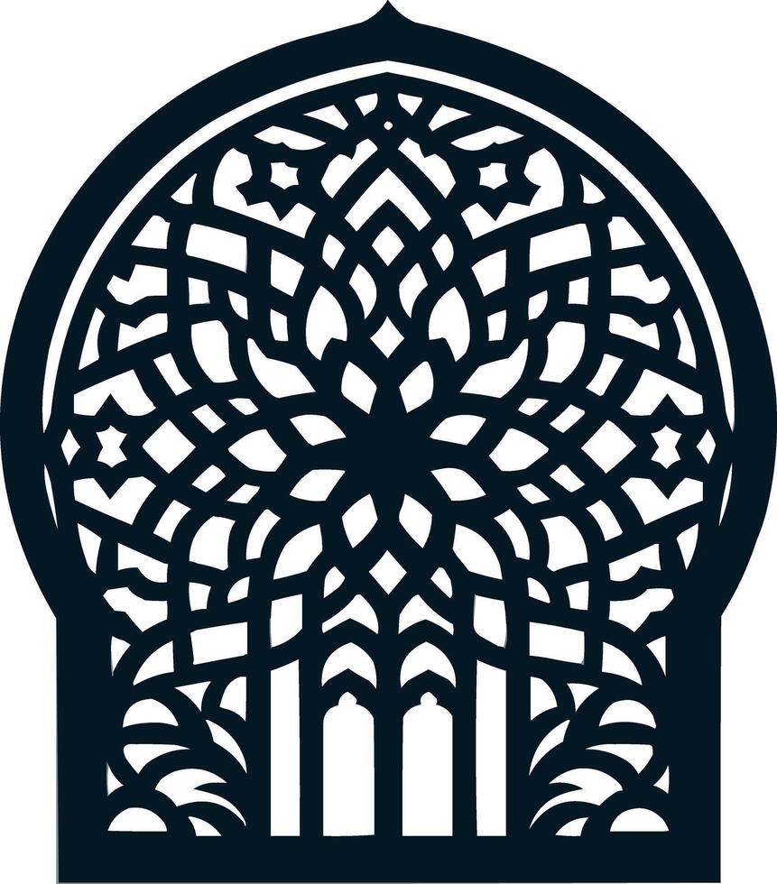 an arabic style window with a design vector