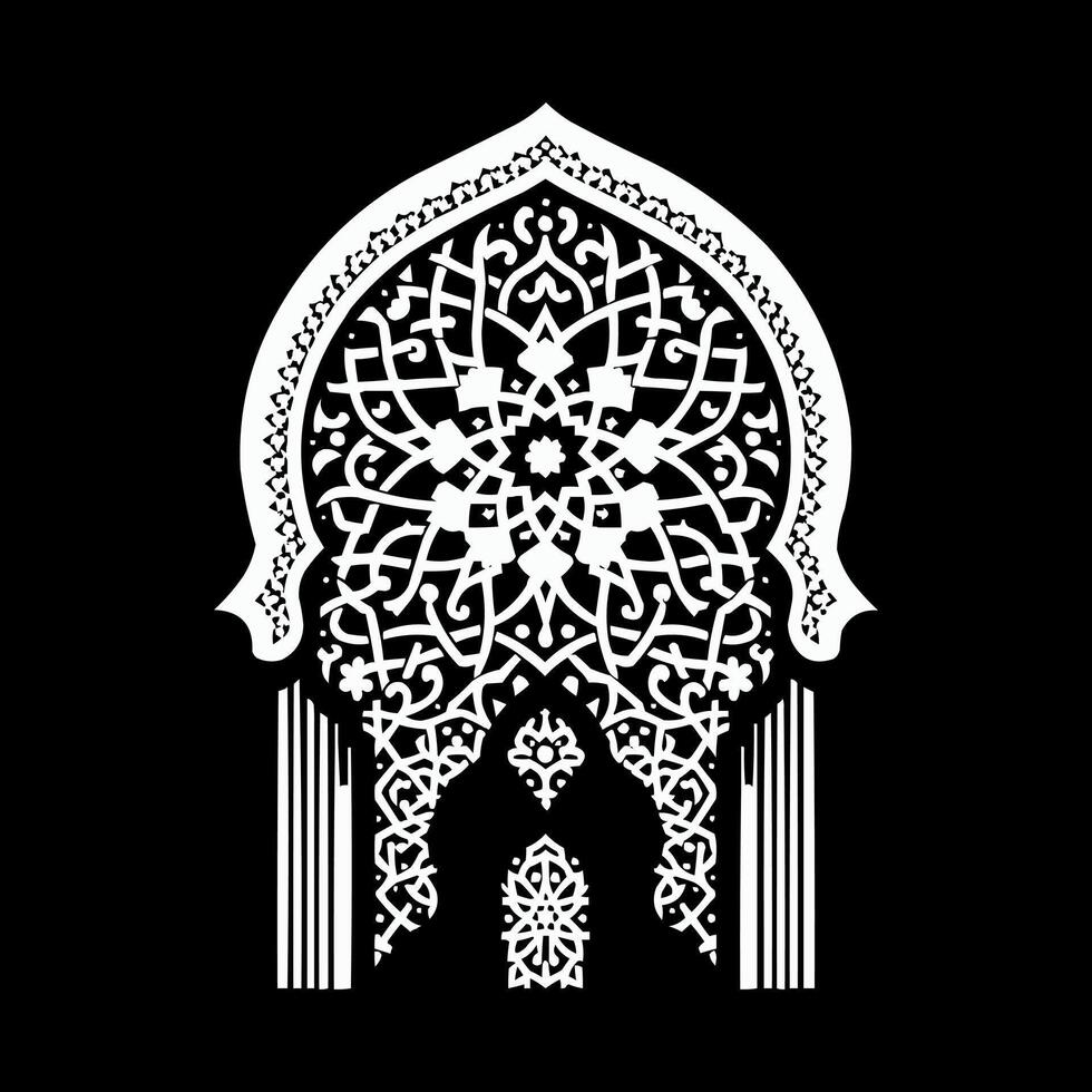 the arabic style window with a pattern on a black background vector