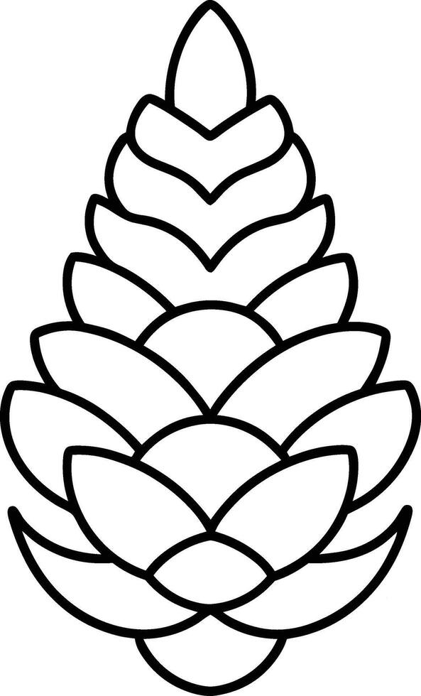 Pine Cone Outline - Simple Botanical Line Art vector