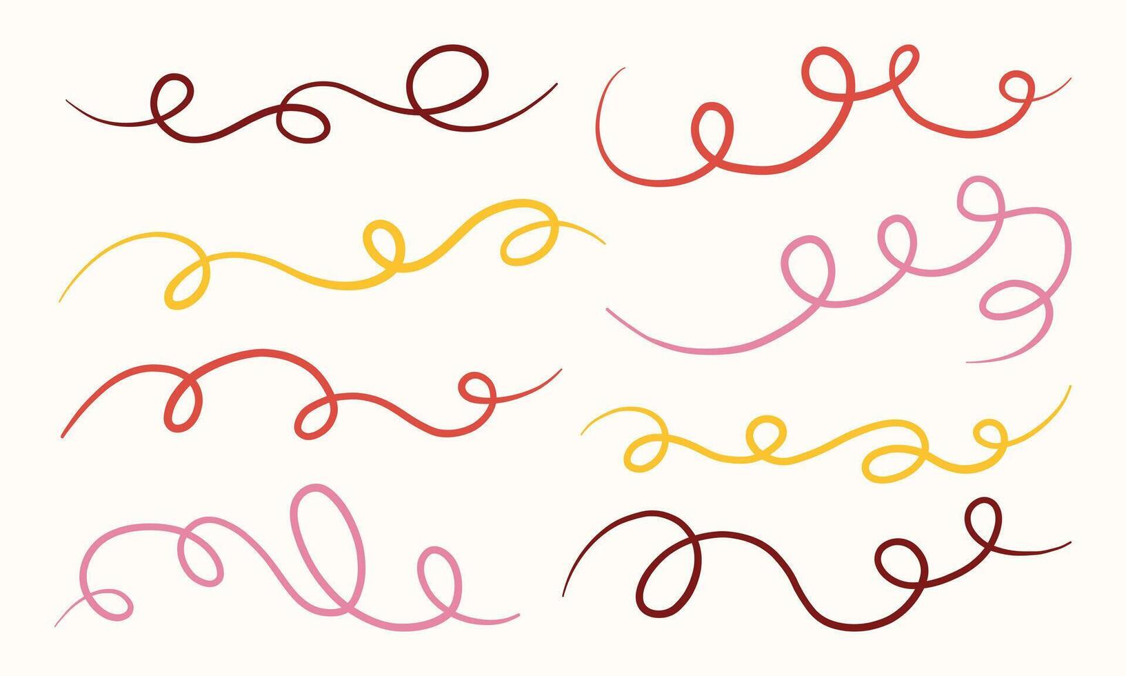 Collection of decorative swirl line patterns. A set of 8 unique swirl line designs, perfect for creative and professional use in graphic projects, invitations, or branding vector