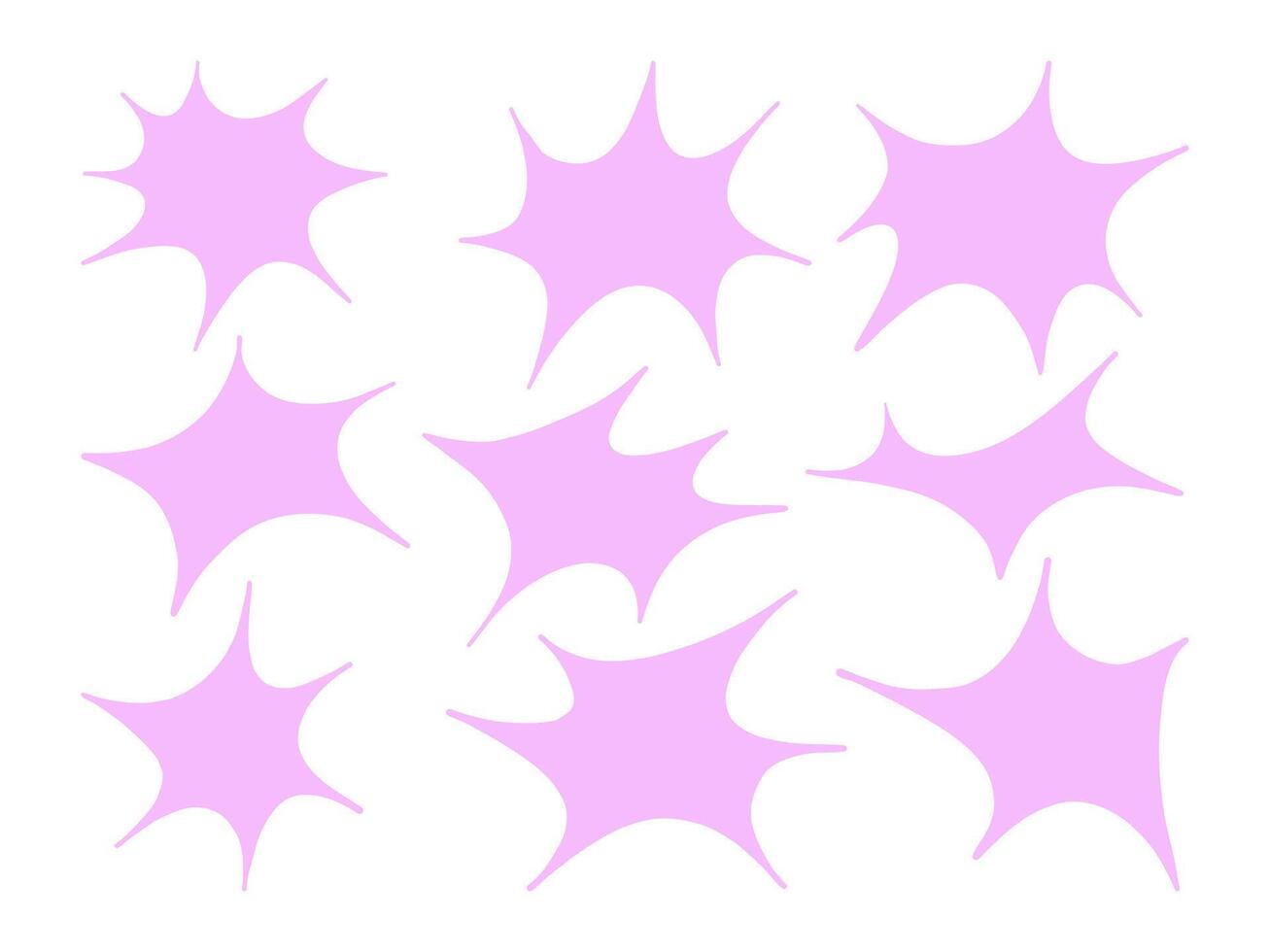 Pastel Abstract Starburst Shape Bundle. A collection of soft pastel starburst shapes with smooth, irregular edges. These abstract glowing elements are perfect for creative compositions vector