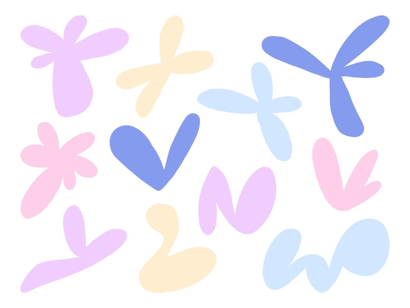 Soft Pastel Abstract Shapes Collection. A collection of 11 soft pastel abstract shapes in shades of purple, pink, yellow, and blue, designed with playful and fluid curve for modern and whimsical theme vector