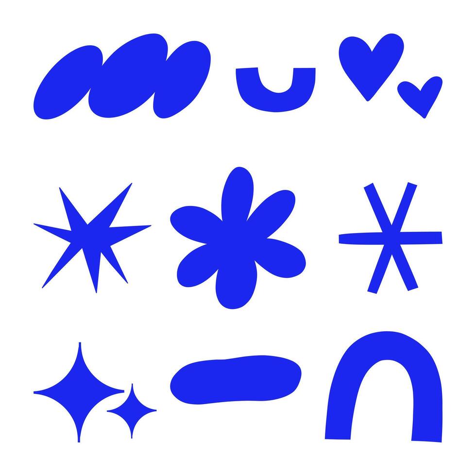 Modern abstract hand drawn shapes. A versatile set of nine abstract hand drawn shapes, featuring modern and minimalist designs, ideal for creative projects, patterns, and graphic design vector