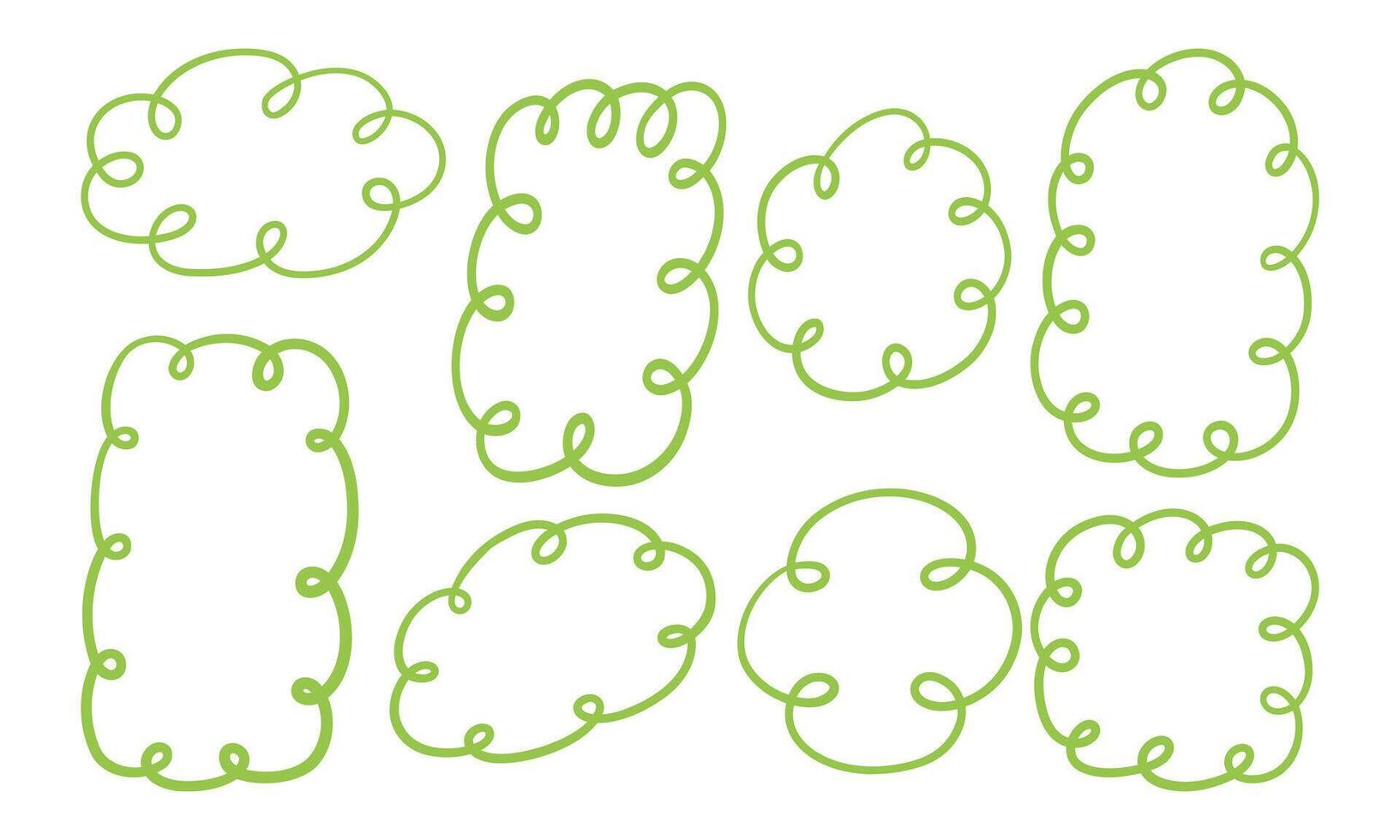 Hand Drawn Decorative Loops and Wavy Accents. A collection of 8 hand-drawn decorative frames featuring loops and wavy accents, perfect for modern patterns, invitations, and creative projects vector
