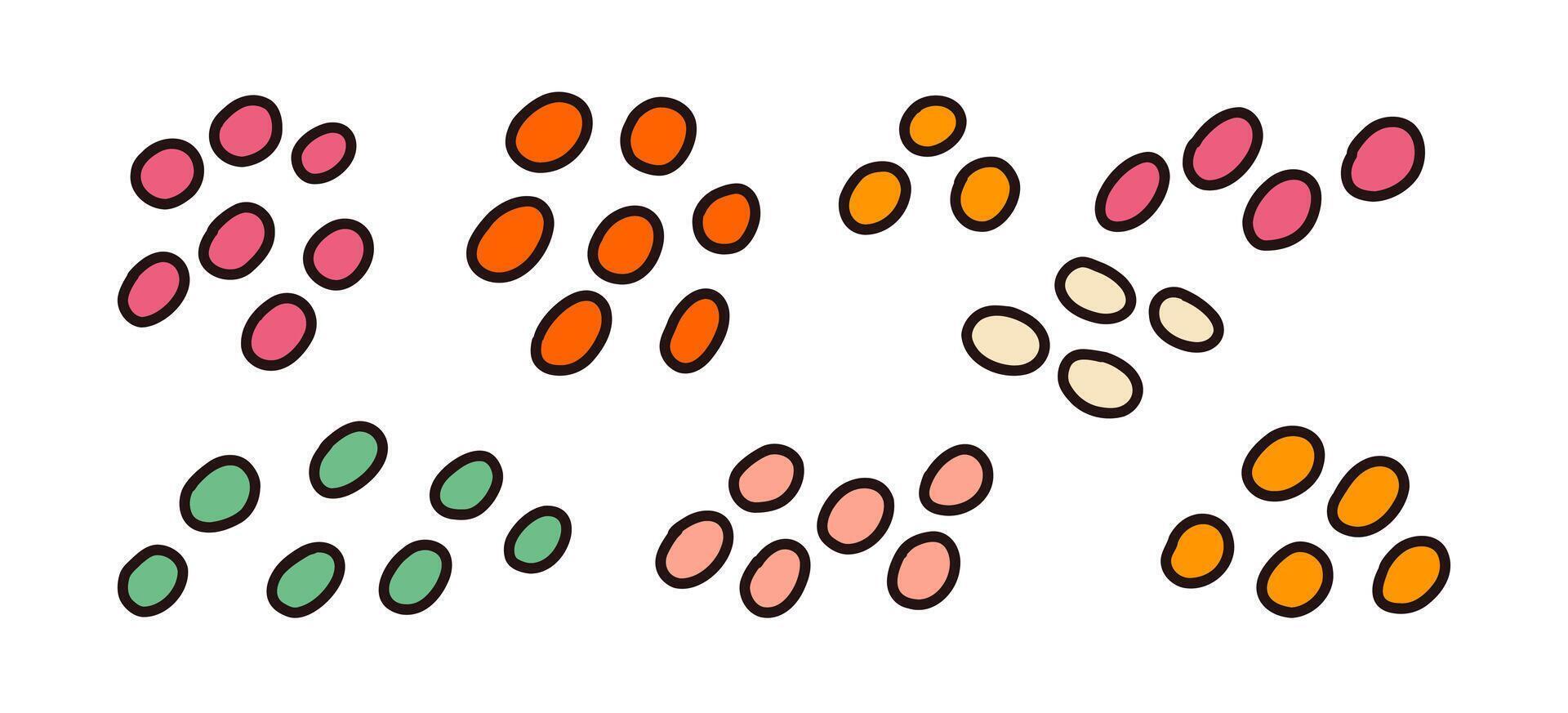 Abstract outlined dot cluster set. A collection of 8 abstract dot clusters with bold outlines, perfect for decoration and graphic design projects vector
