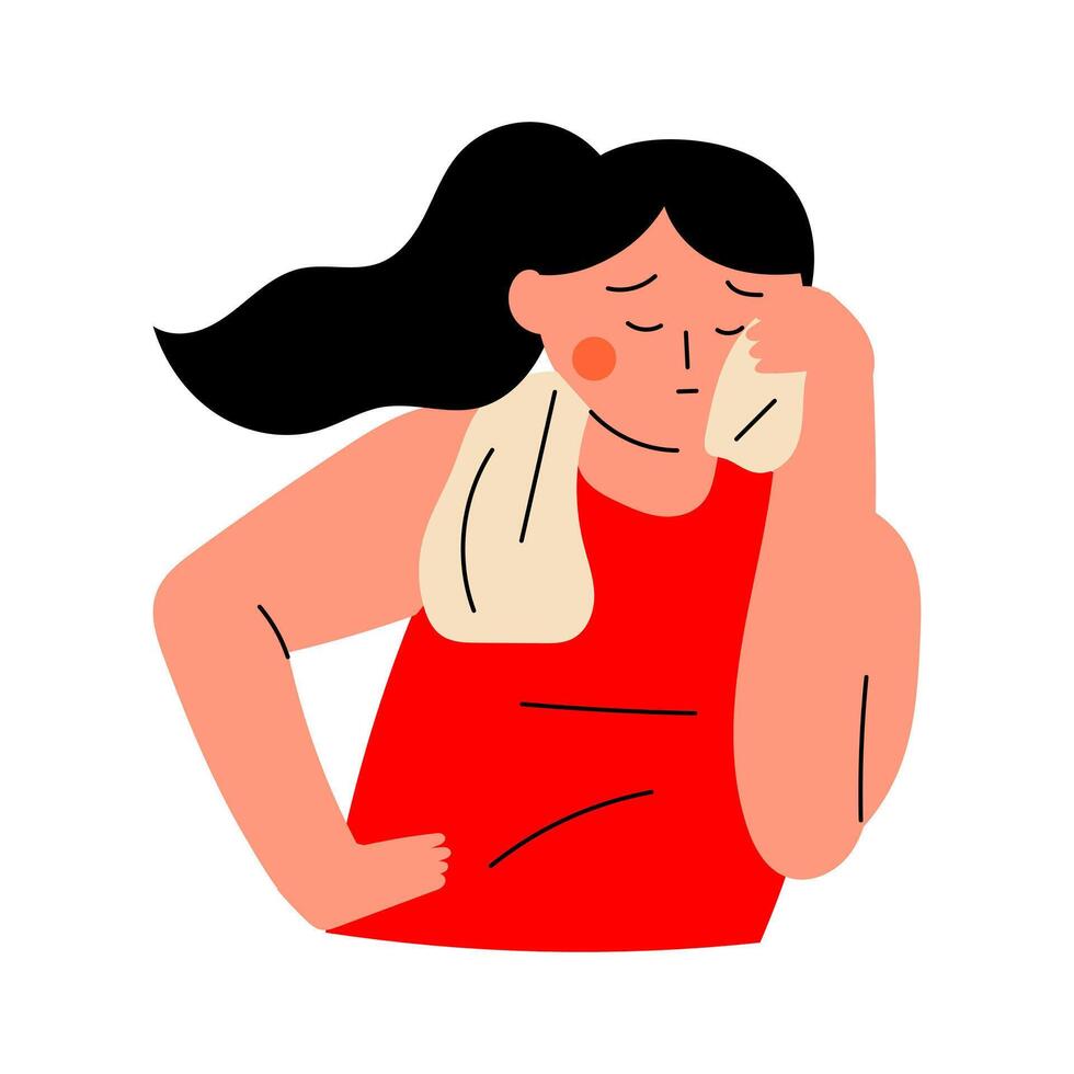 Illustration of a woman with a cold vector