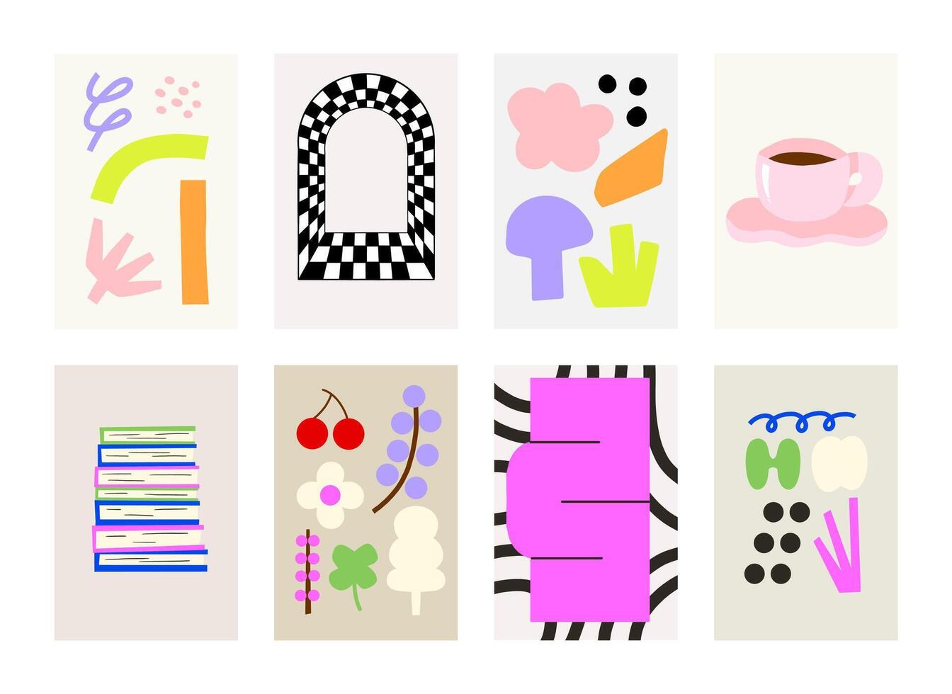 Abstract colorful hand drawn poster gallery Perfect for wall art in bedrooms living rooms and offices Also great for decorative design projects vector