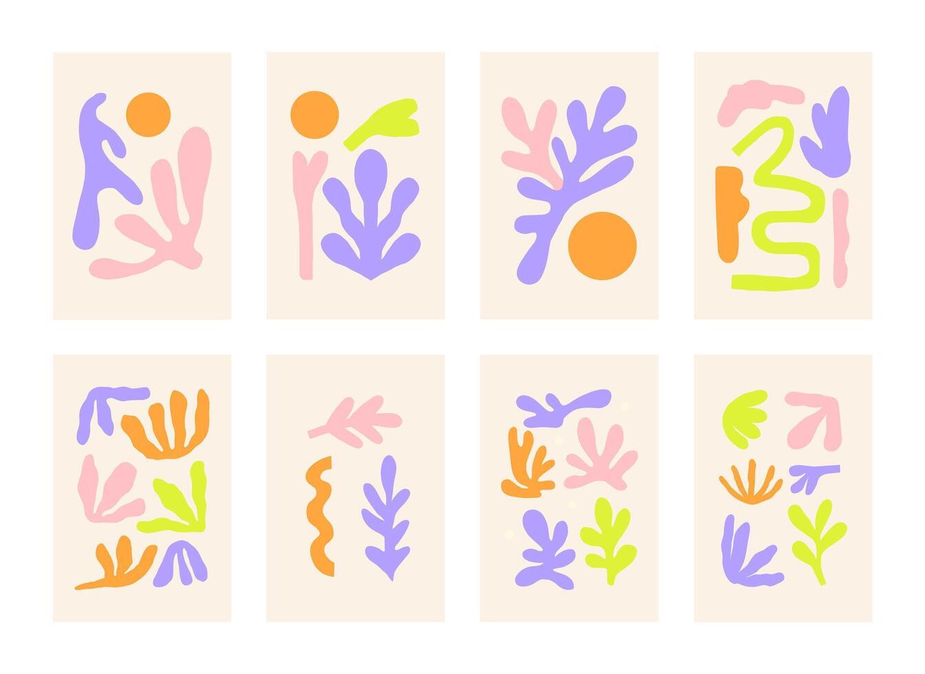 Hand drawn abstract colorful poster gallery. Perfect for wall art in bedrooms, living rooms, and offices. Also ideal for decorative design projects. vector