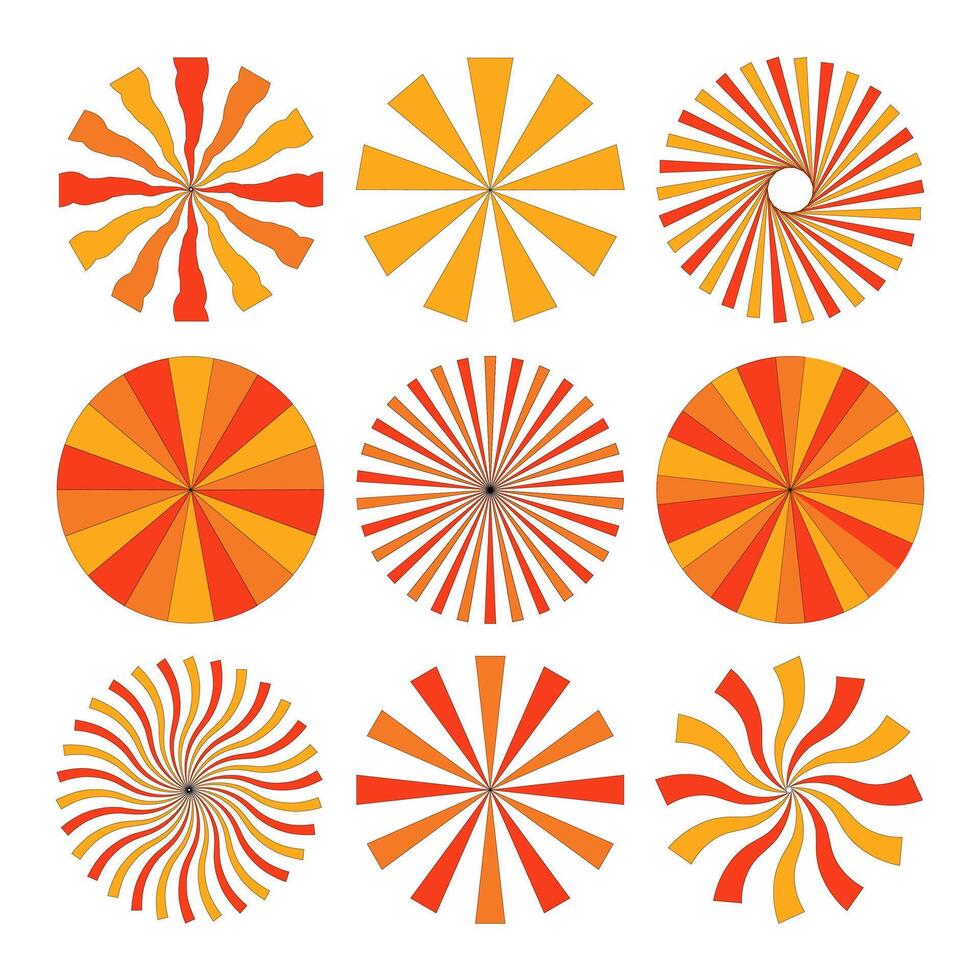 Retro Sunburst Pattern Circle. Abstract circular geometric shape with the radial line isolated on white background. vector