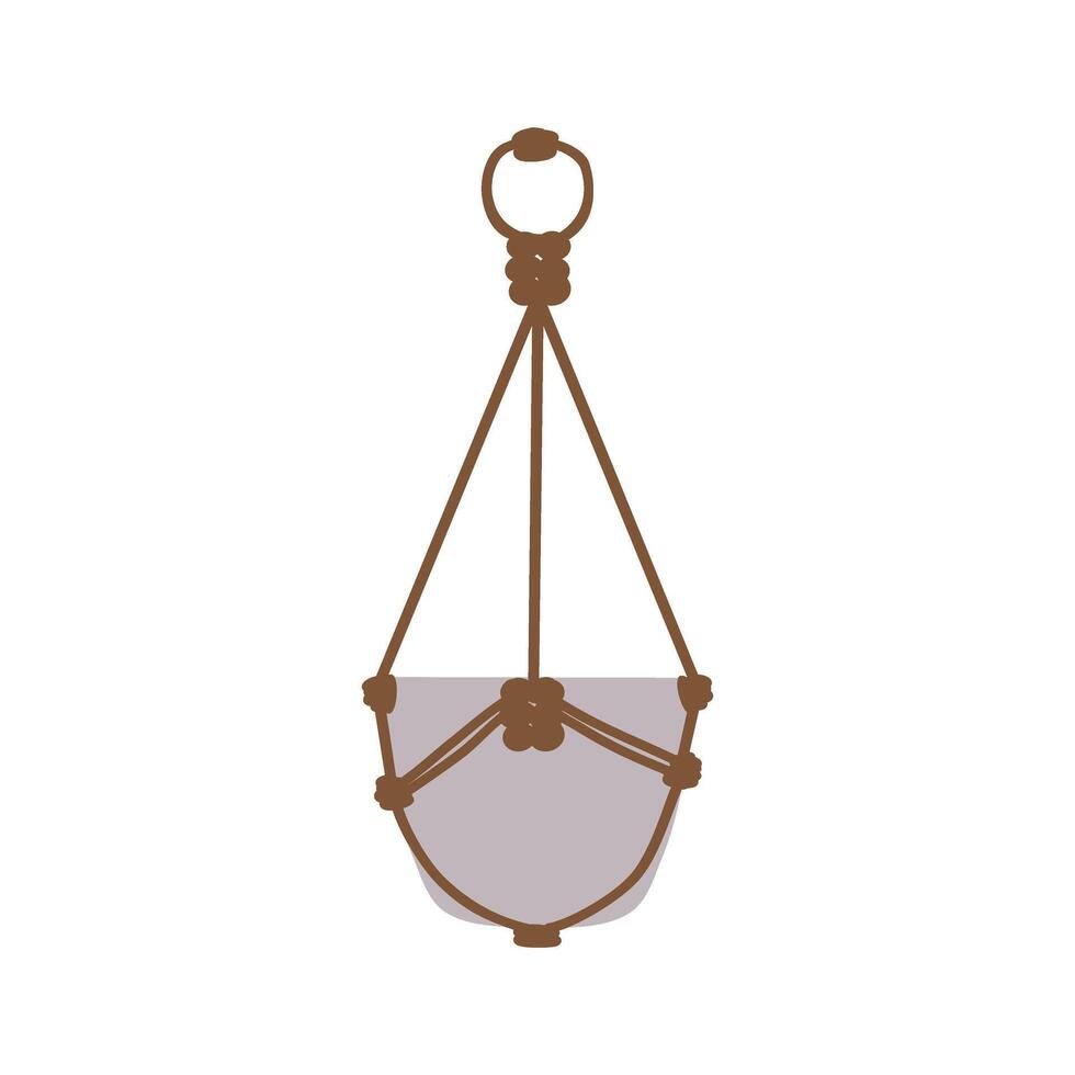 Macrame plant hanger in Scandinavian style interior icon element illustration vector
