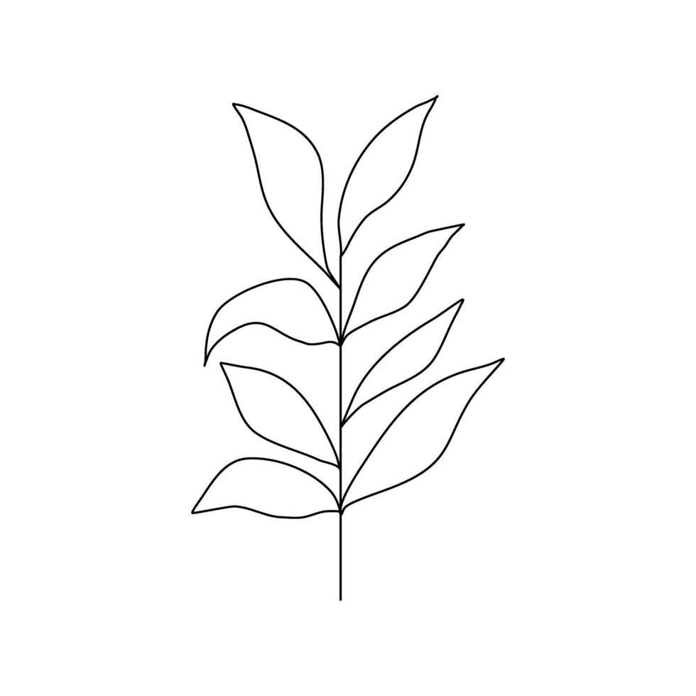 Tropical palm tree leaf line art. Contour drawing. Minimalism art. Modern decor. vector