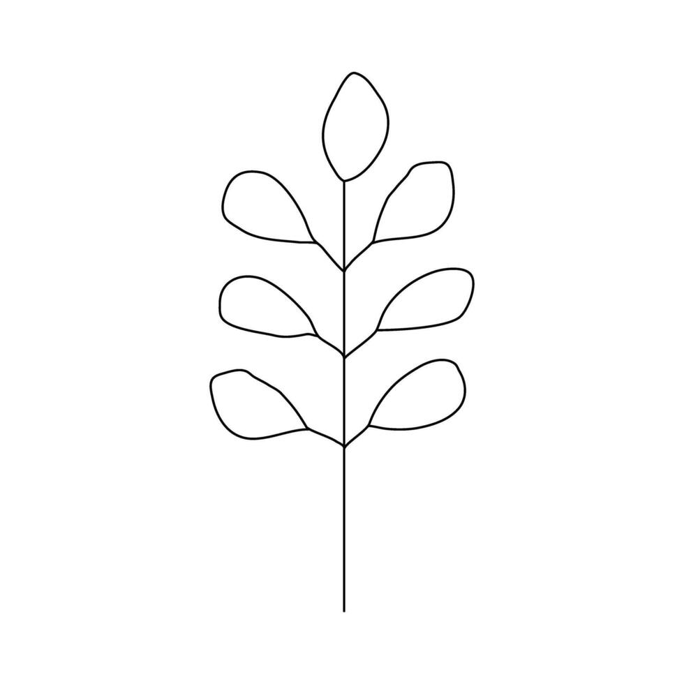Sketchy Branches Line Art Drawing with Leaves Decorative Elements for Decoration vector