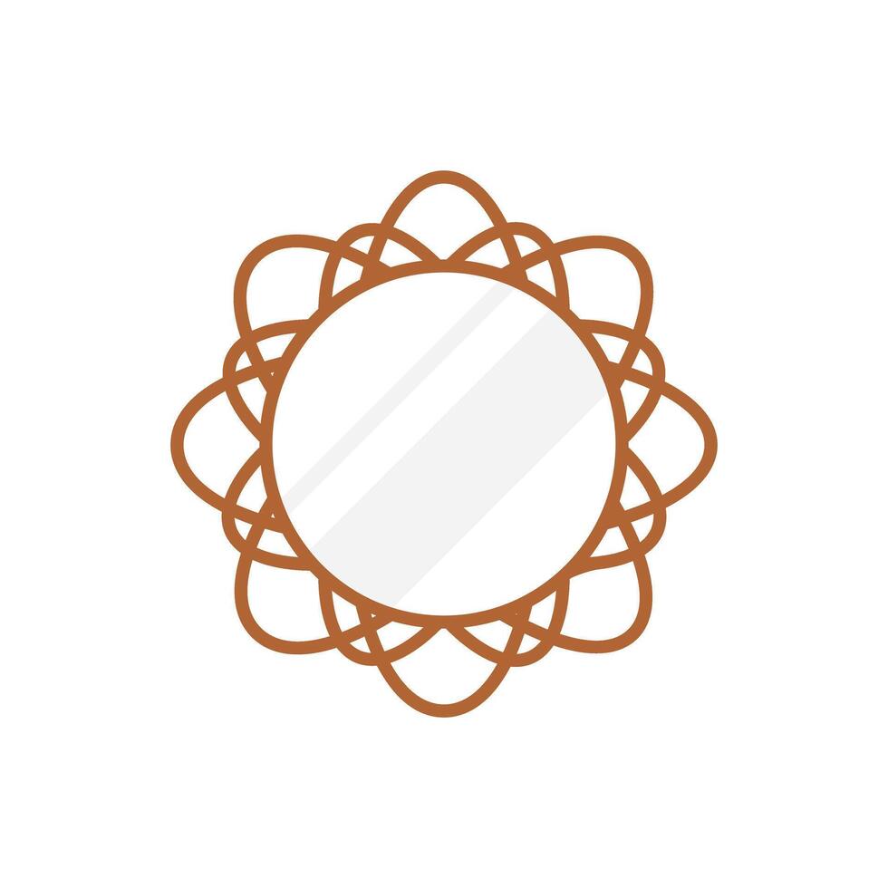 Abstract circle shape, hygge boho mirror concept, design bohemian wall decoration, flat illustration design style. vector